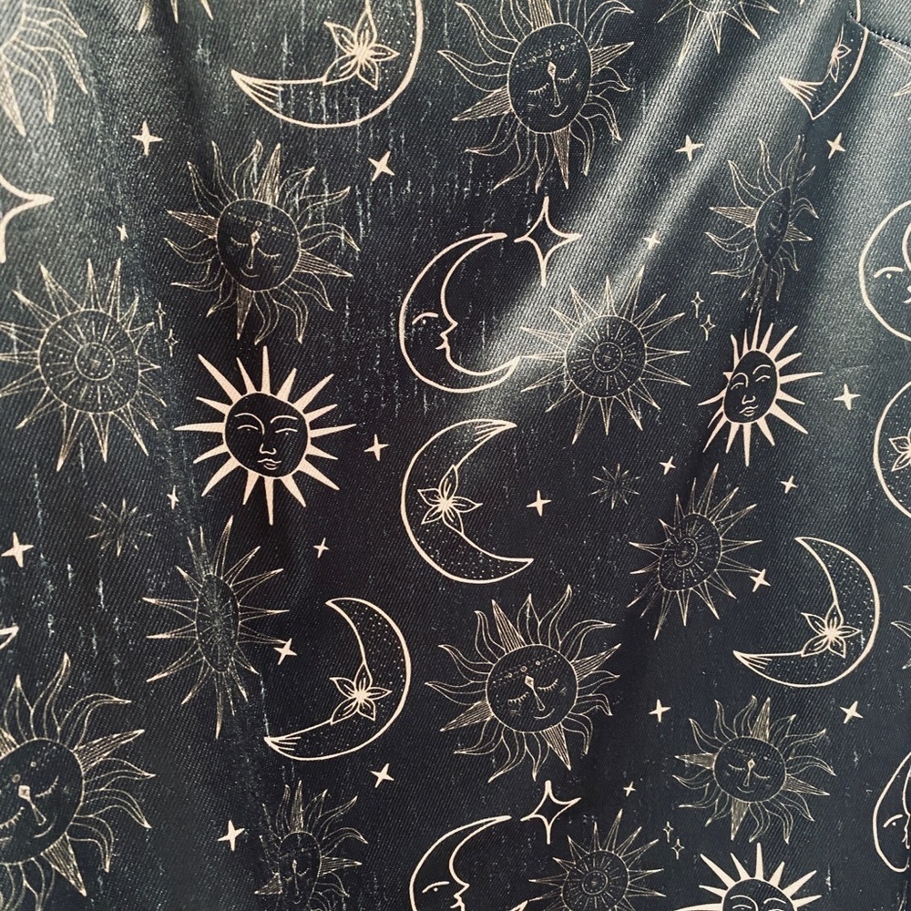 Urban Outfitters ✨ Black Celestial Moon Stars and Sun Mini Dress, Size Large - Picture 5 of 8